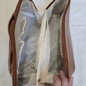 Brown Faux Leather Shaver or Cosmetic Organizer